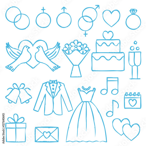 Wedding hand drawn outline icons 2 © Aleksandra Novakovic