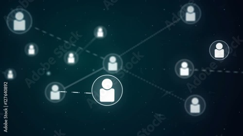 Social Network People Icon Link Connection Technology Loop Animation 4K