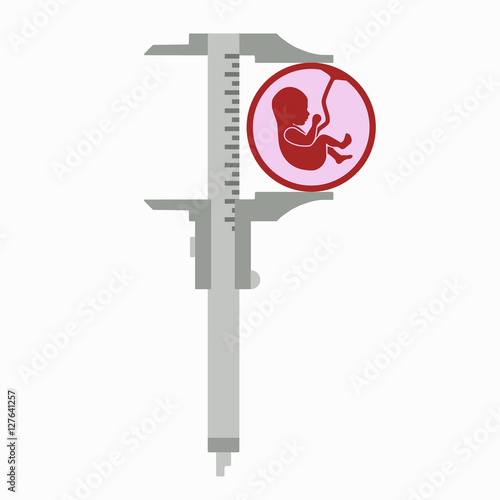 Caliper in a flat style. Mesurement. Building and construction. Vector illustration.