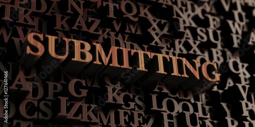 Submitting - Wooden 3D rendered letters message.  Can be used for an online banner ad or a print postcard.