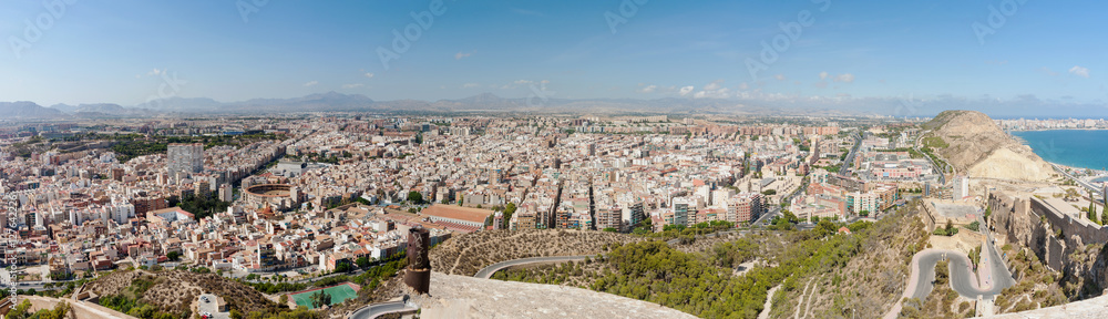 Panorama from Castell Santa Barbara of Alicante urban area from Castle Saint Barbara.