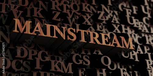 Mainstream - Wooden 3D rendered letters/message. Can be used for an online banner ad or a print postcard.