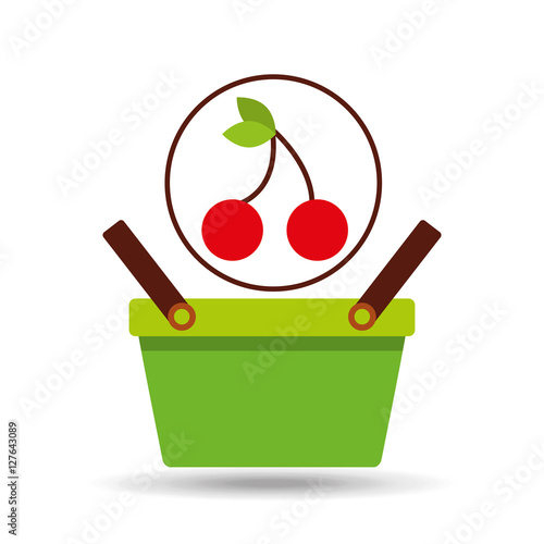 commerce basket tasty cherry vector illustraion eps 10