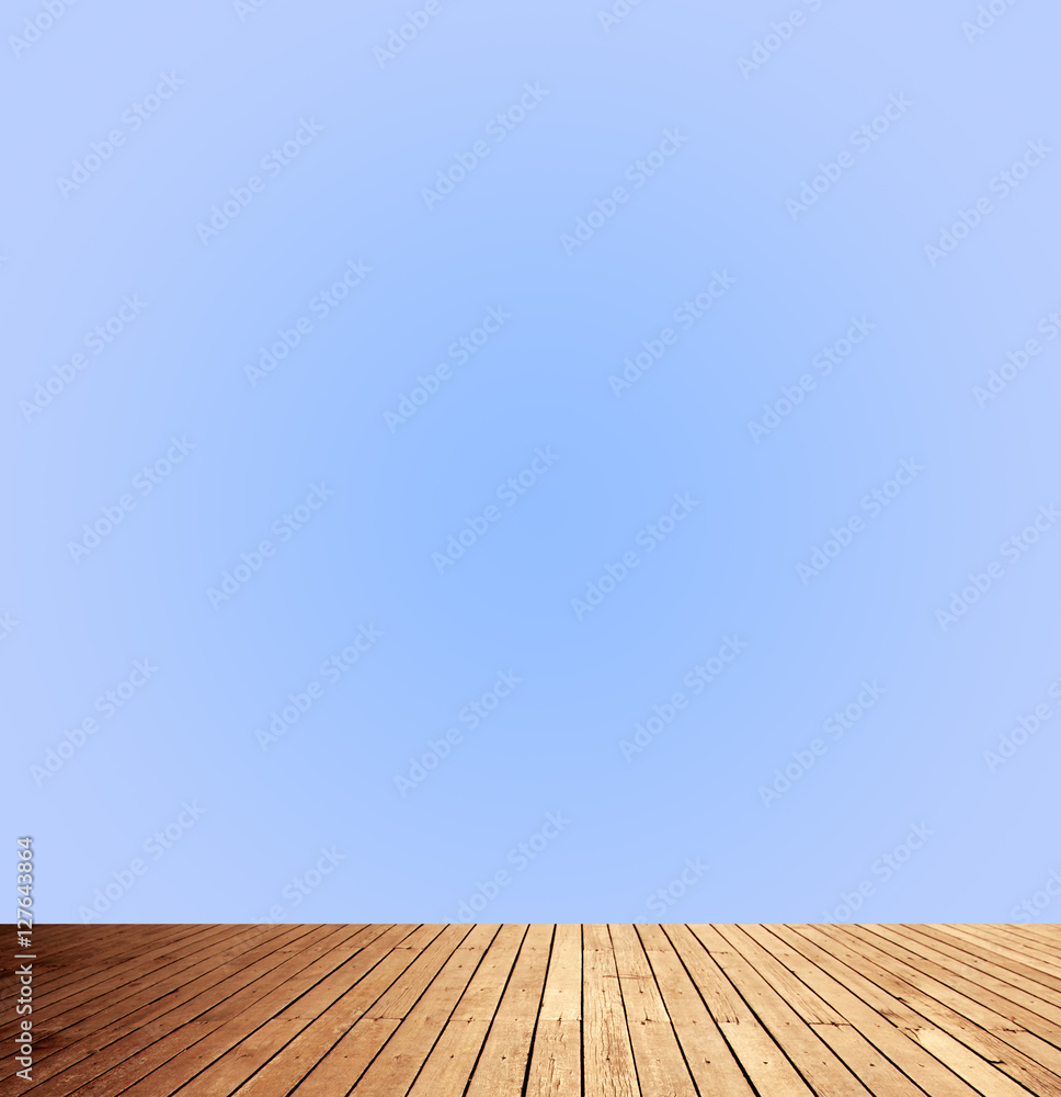 Old wooden floors Isolated on blue background