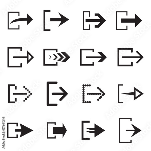 Log out arrow icons for web interface. Vector illustration photo