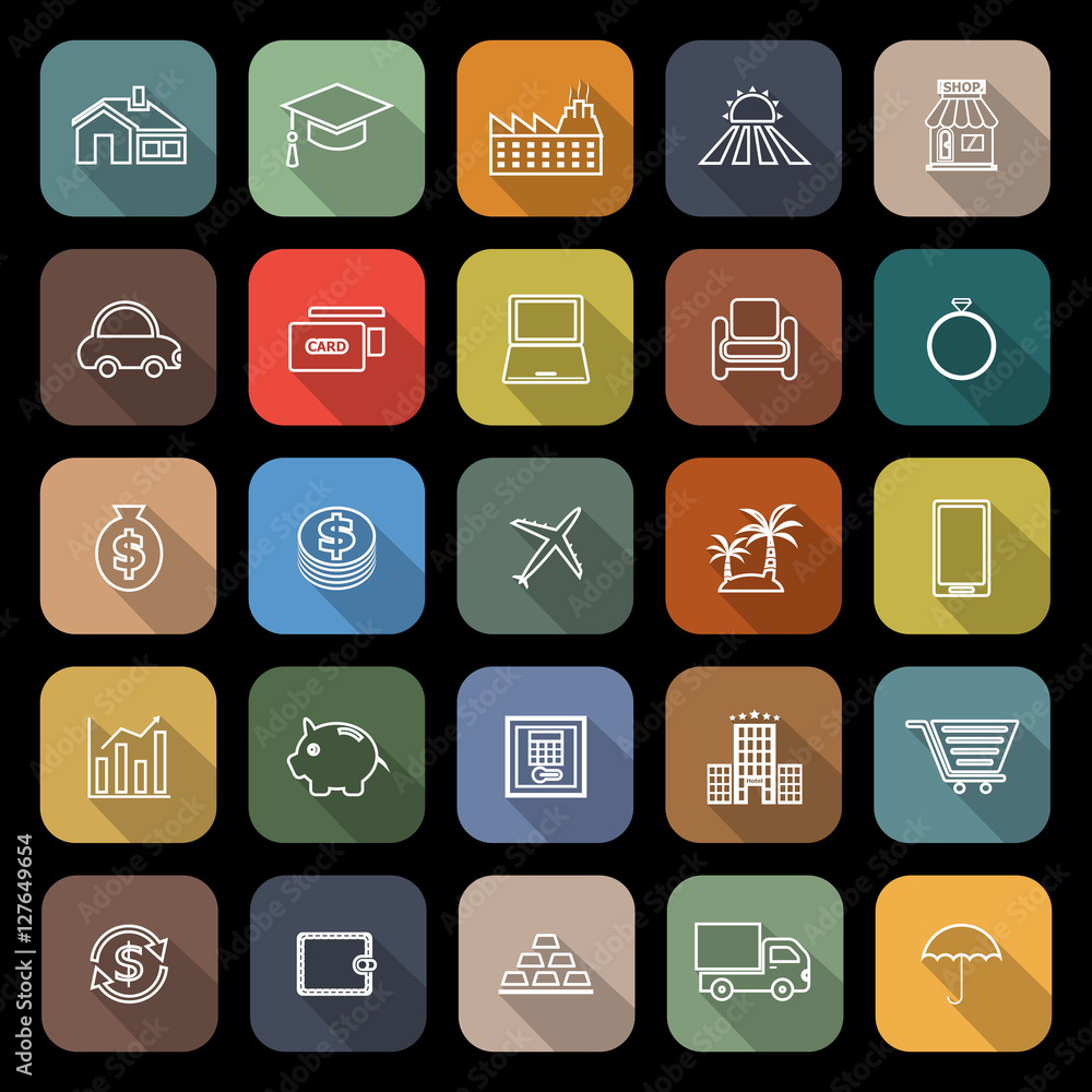 Loan line flat icons with long shadow Loan line flat icons with long shadow