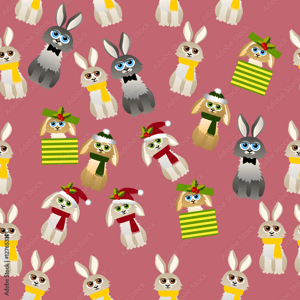 Naklejka premium cute rabbit with scarf