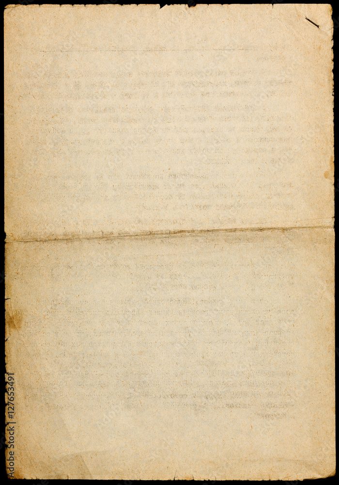 Aged folded in half paper with text stamp Aged folded in half paper with text stamp