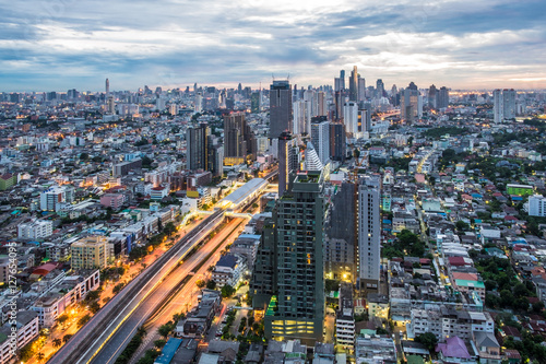 Bangkok dawn, City scape view on metropolis of Thailand