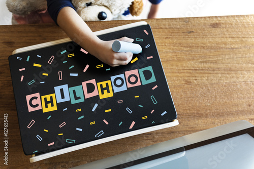 Childhood Children Confetti Cubes Graphic Concept photo