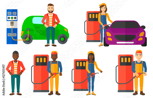 Vector set of characters on ecology issues.