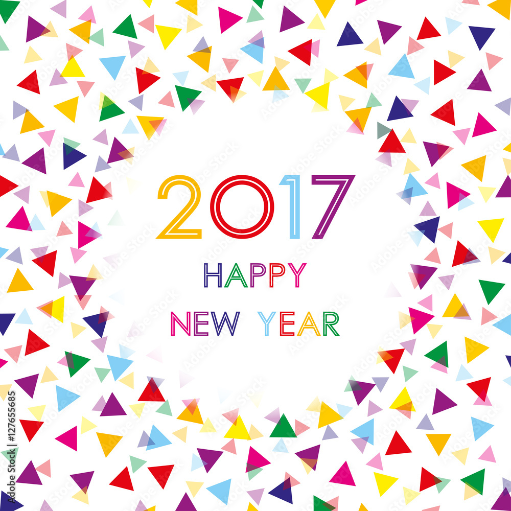 happy new year 2017 and colorful triangle pattern on white background (vector) happy new year 2017 and colorful triangle pattern on white background (vector)