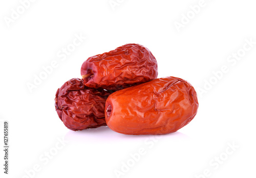 Dried red date or Chinese jujube on white background