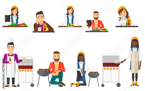 Vector set of people eating and drinking. © Visual Generation