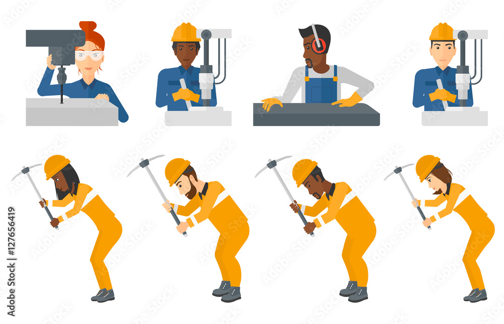 Vector set of industrial workers. Vector set of industrial workers.