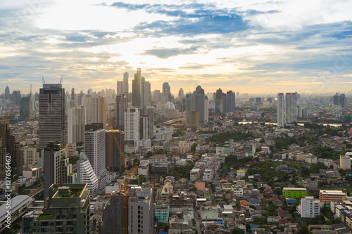 Bangkok sunrise, City scape view on metropolis of Thailand