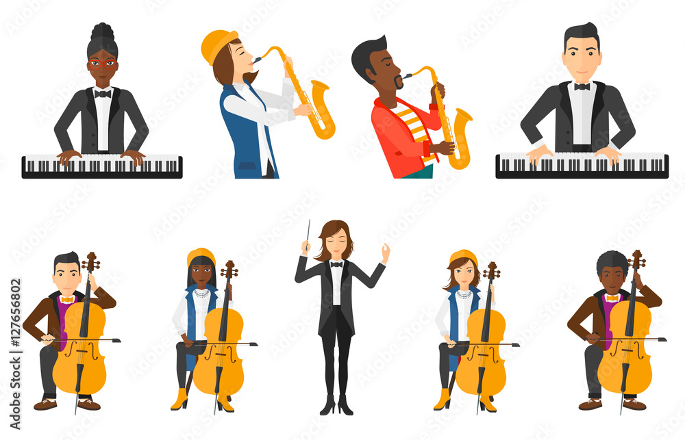 Vector set of musicians people characters. Vector set of musicians people characters.
