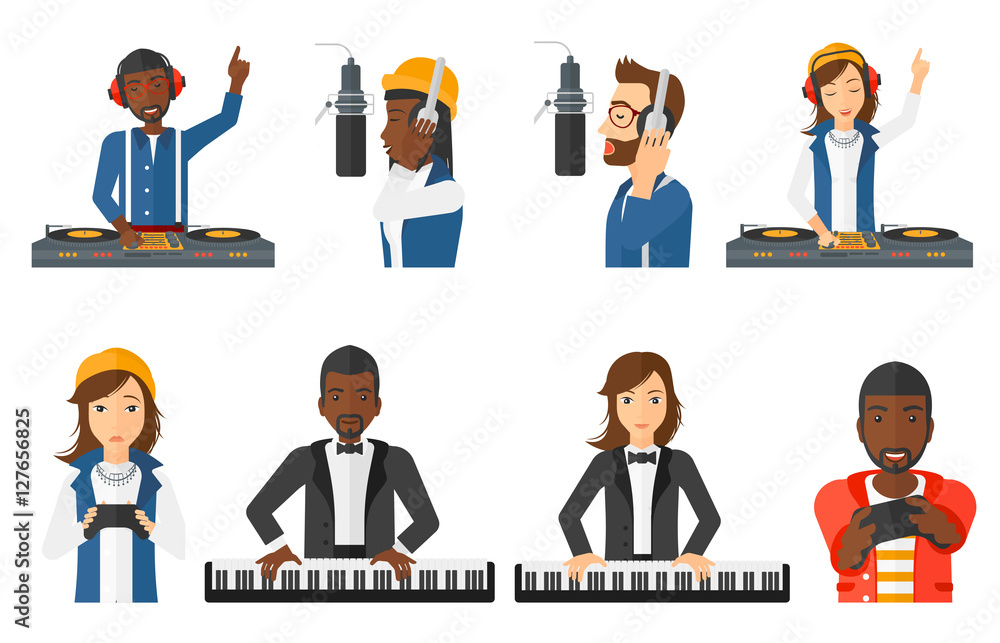 Vector set of musicians people characters. Vector set of musicians people characters.