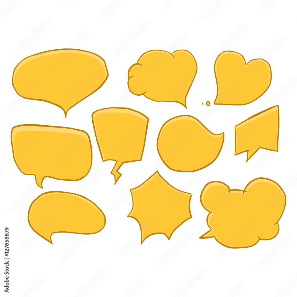 Vector set of comic speech bubbles. Hand drawn set of comic quotes balloons. Vector set of comic speech bubbles. Hand drawn set of comic quotes balloons.
