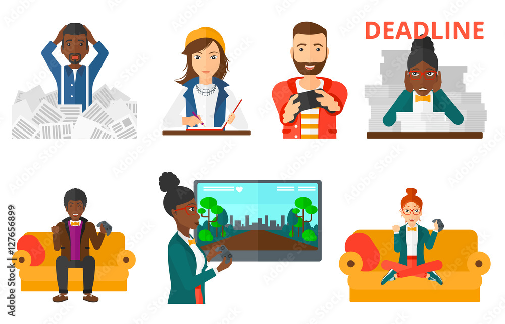 Vector set of business character and people gaming Vector set of business character and people gaming