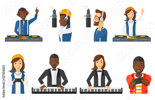 Vector set of musicians people characters.