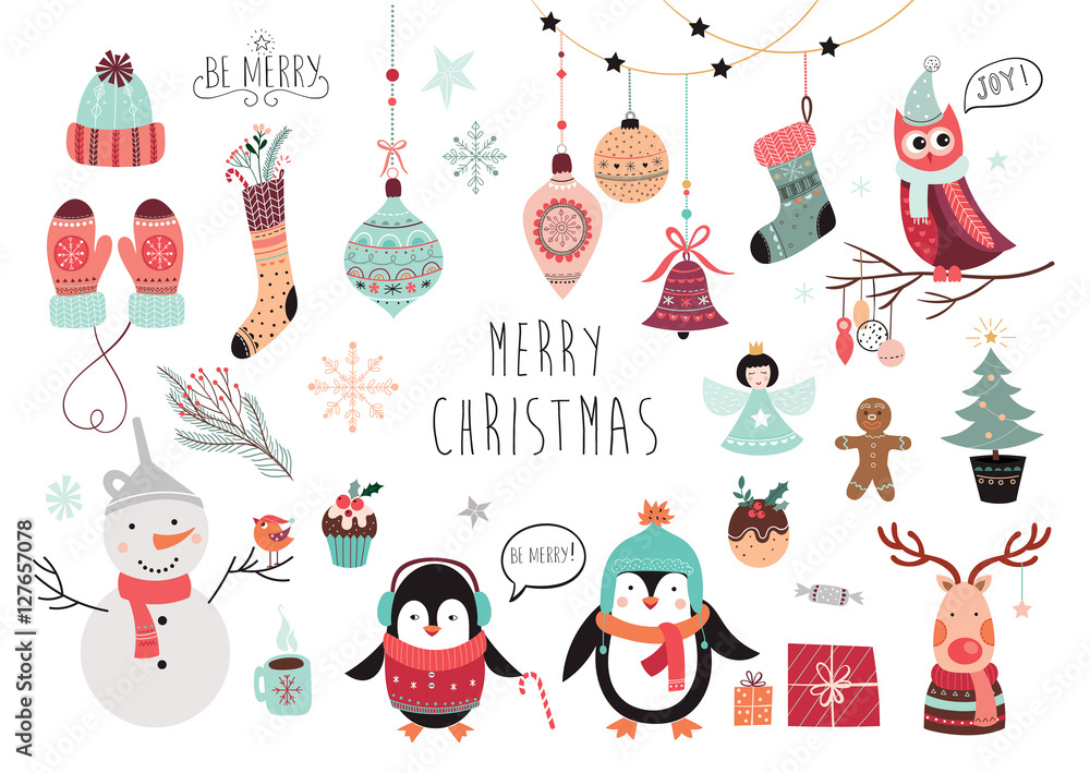 Fototapeta premium Christmas elements collection (vector design)