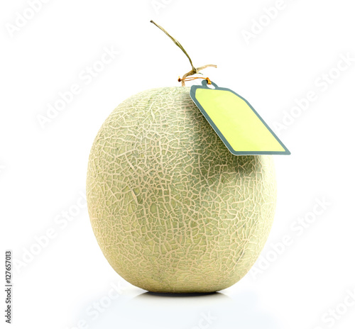 melon with green label tag