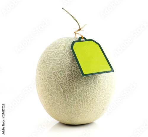 melon with green label tag