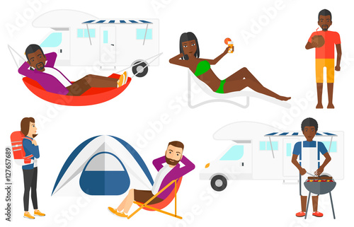 Vector set of traveling people.