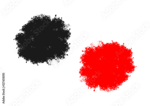 Stain painted a rough brush. Black and red splash. Grunge.