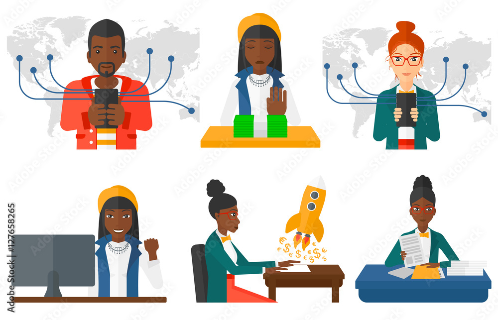 Vector set of business characters. Vector set of business characters.