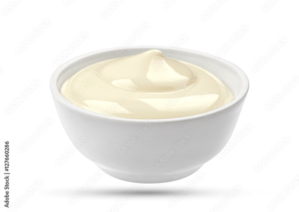 Mayonnaise bowl isolated on white background Mayonnaise bowl isolated on white background