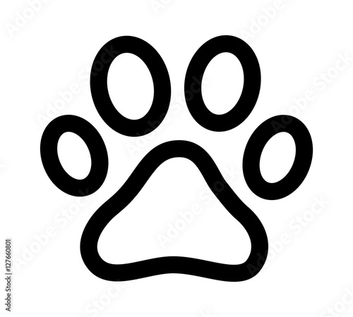 Dog or cat paw print line art icon for animal apps and websites