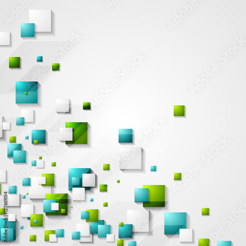 Green and turquoise tech squares background