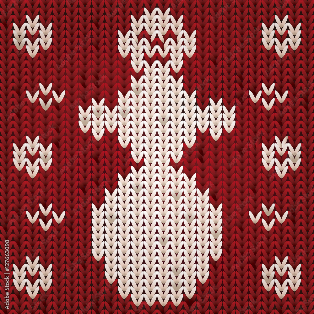 Knitted xmas snowman, vector illustration