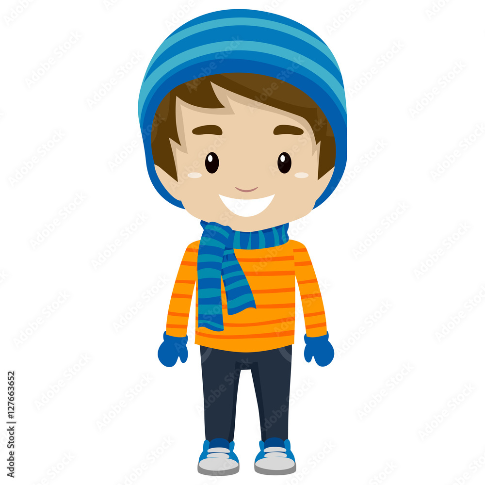 Vector Illustration of Little Boy wearing Winter Clothes Stock Vector