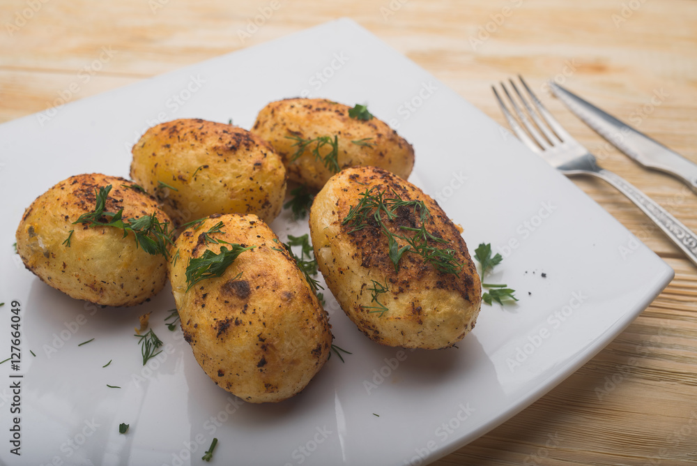 fried potatoes on wood table fried potatoes on wood table