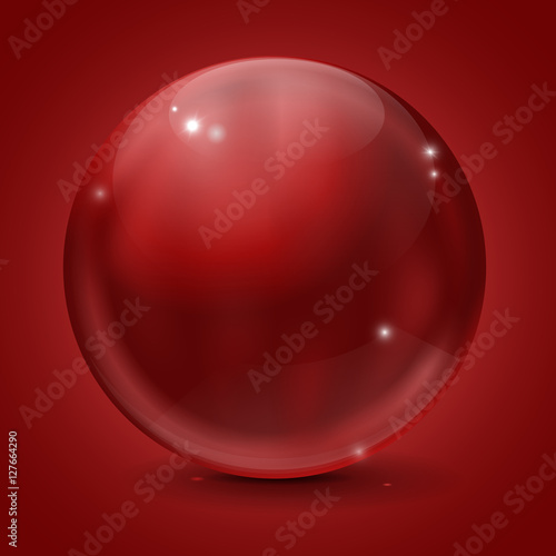 Free Download Glass sphere. Red shiny ball on red background - GFXLoad