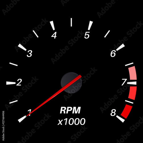 Tachometer. Black round scale