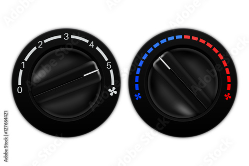 Car air conditioning black switches. Vector illustration isolated on white backgroundCar air conditioning black switches