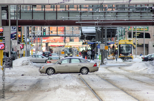 Downtown Minneapolis intersection in Winter