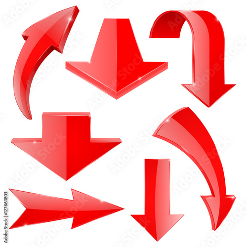 Arrows. Set of red shiny icons