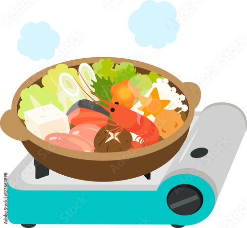 卓上コンロに乗った鍋料理