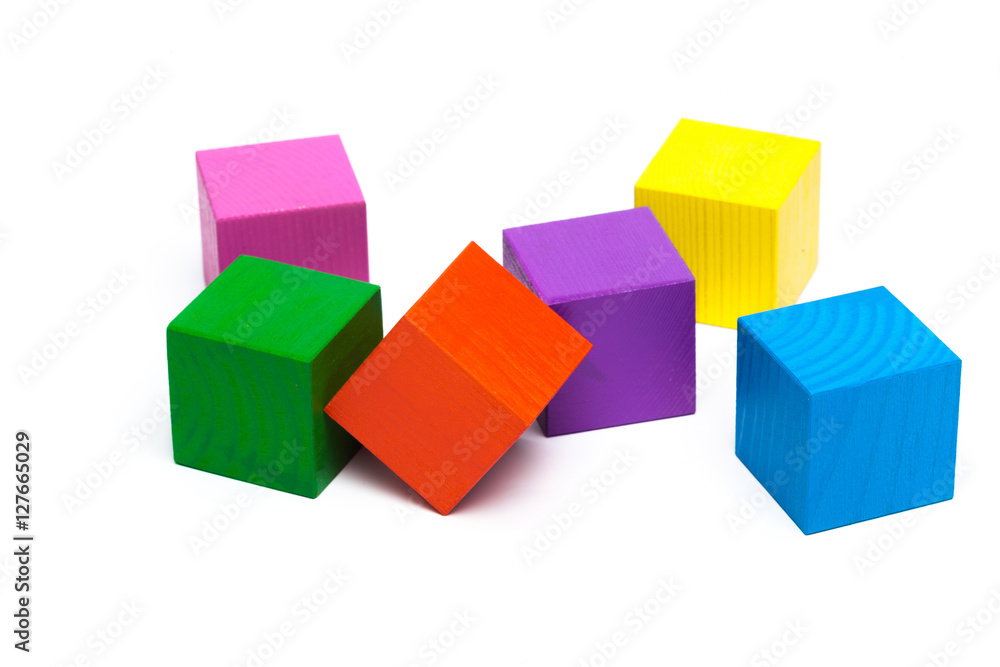 colored children cubes on white isolated background colored children cubes on white isolated background