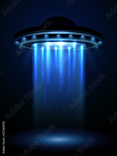 Aliens ufo, interstellar spaceship vector illustration