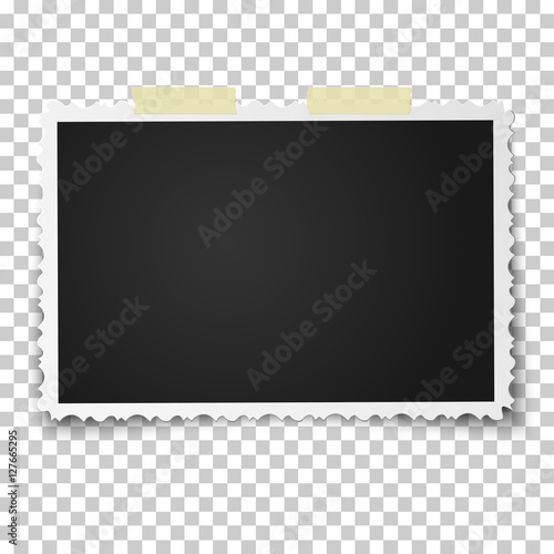 Realistic vector photo frame with retro figured edges