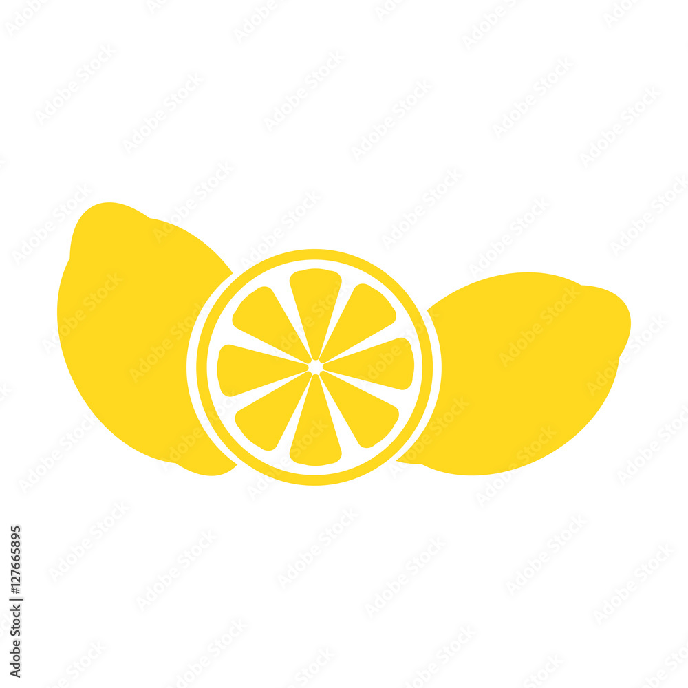 Slice of lemon icon vector illustration on white background Slice of lemon icon vector illustration on white background
