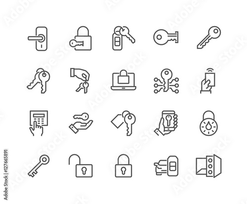 Line Keys and Locks Icons