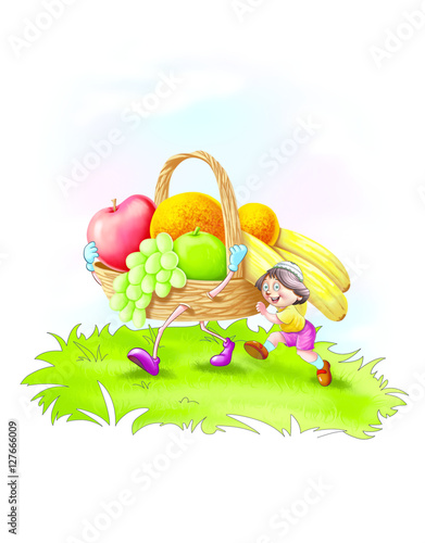 Boy with a fruit basket