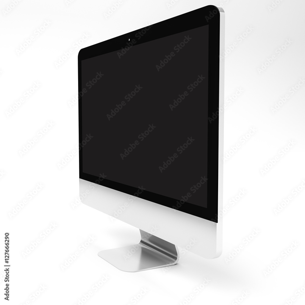 Modern metallic computer on white background 3D rendering Modern metallic computer on white background 3D rendering
